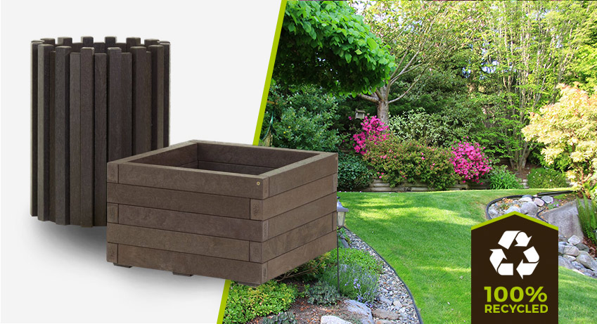 plastic wood bin and planter