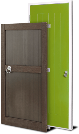 green and brown door