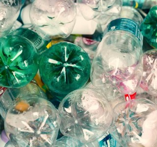 stack of empty plastic bottle waste