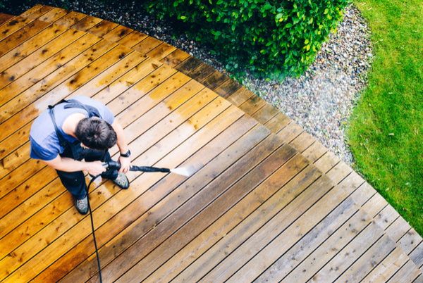 cleaning the decking 